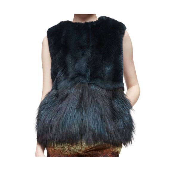 CO Jackets & Blazers - RARE Co Collection Peplum Fur Vest Forest Green size S Fox & Hare Fur Silk lined